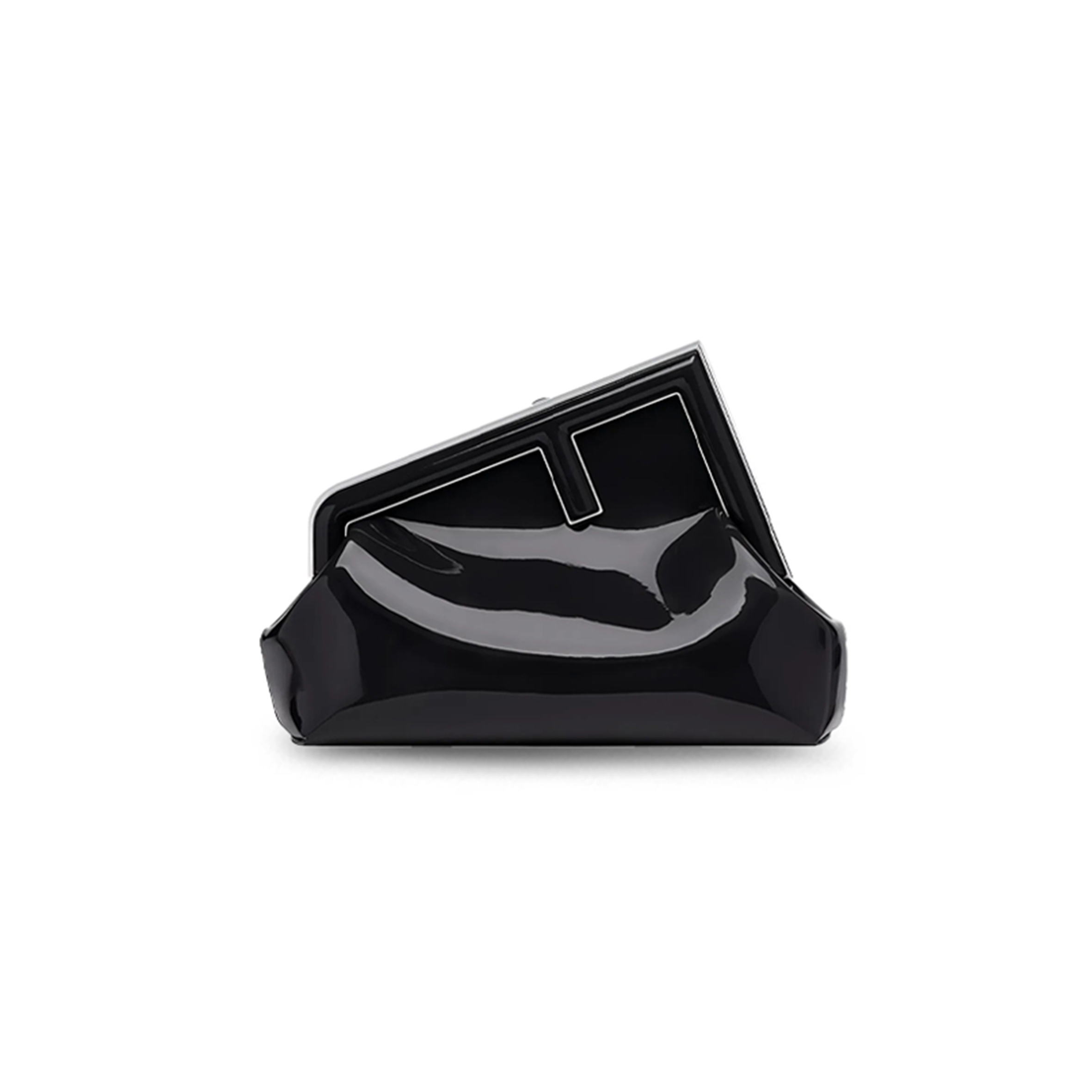F**di first midi oversized f metal clip patent leather shoulder crossbody clutch 8bp137ansnf0gxn (30*20*14cm)
